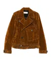 Dries Van Noten Velvet Biker Jacket Puffer Jackets Multicolor In Brown