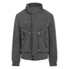 Dries Van Noten Patterned Wool Zip Jacket Front Pockets In Gray