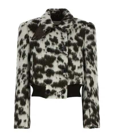 Dries Van Noten Animal Print Double Breasted Long Sleeve Coat In Multi