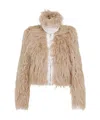 Dries Van Noten Vangel Furry Jacket In Nude