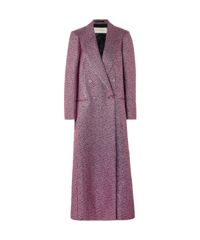 Dries Van Noten Metallic Jacquard-crepon Coat In Pink