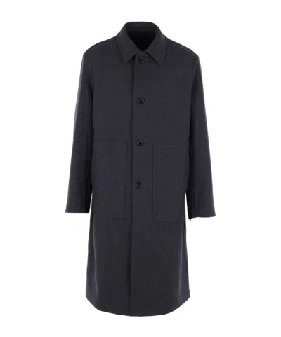 Dries Van Noten Long-sleeved Coat In Blue