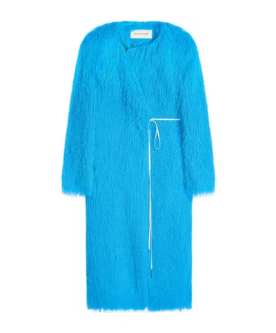 Dries Van Noten Long-sleeved Coat In Blue