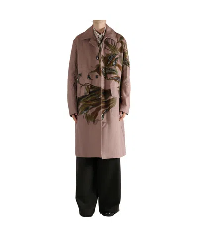 Dries Van Noten Long-sleeved Coat In Brown