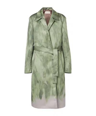 Dries Van Noten Long-sleeved Coat In Green