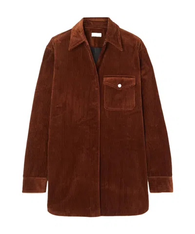 Dries Van Noten Long-sleeved Corduroy Shirt In Brown