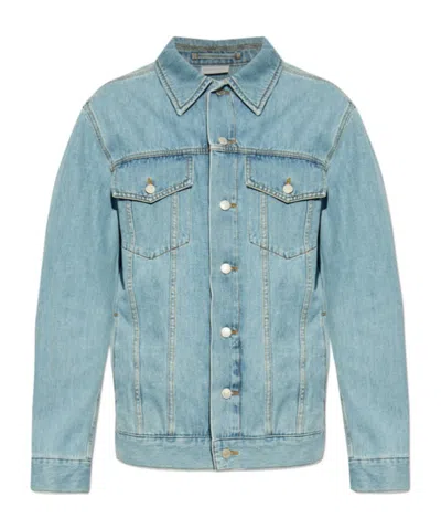 Dries Van Noten Long-sleeved Denim Coat In Blue