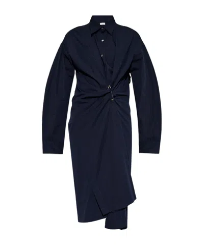 Dries Van Noten Long-sleeved Dress In Blue