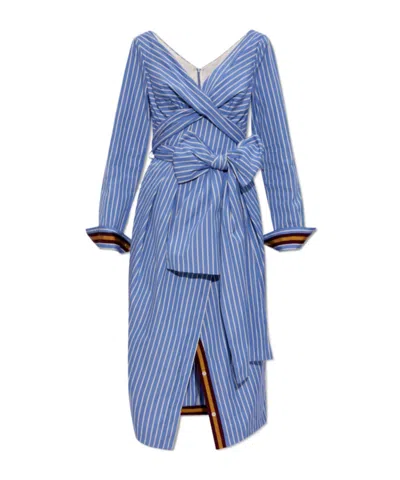 Dries Van Noten Long Sleeved Dress In Blue
