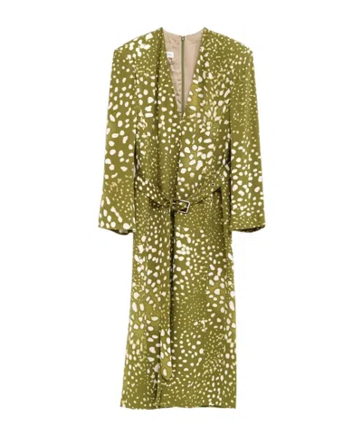 Dries Van Noten Long-sleeved Dress In Green