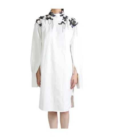 Dries Van Noten Long-sleeved Dress In White
