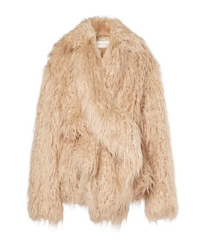 Dries Van Noten Long-sleeved Faux Fur In Brown