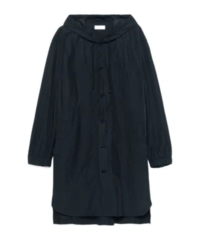 Dries Van Noten Long-sleeved Hooded Coat In Black
