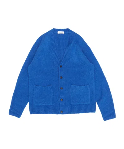 Dries Van Noten Long-sleeved Knitted Cardigan In Blue