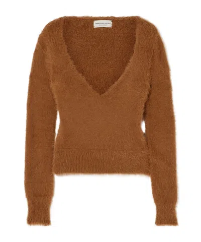 Dries Van Noten Long-sleeved Knitted Sweater In Brown
