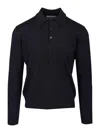 Dries Van Noten Men Long-sleeved Polo Shirt In Blue