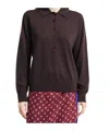 Dries Van Noten Long-sleeved Polo Sweater In Brown