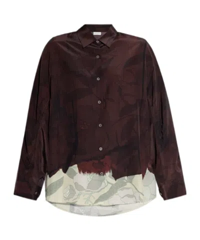 Dries Van Noten Long-sleeved Shirt In Brown