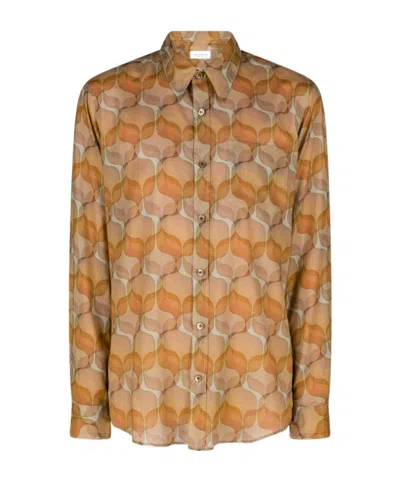 Dries Van Noten Long-sleeved Shirt In Brown