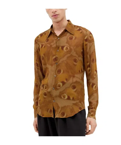Dries Van Noten Long-sleeved Shirt In Brown