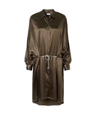 Dries Van Noten Long-sleeved Shirt Dress In Brown