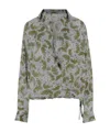 Dries Van Noten Cedal Orchid Petal Print Silk Wrap Top In Gray