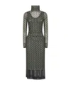 Dries Van Noten Mesh Layered Midi Dress With Asymmetrical Ruffles In Black