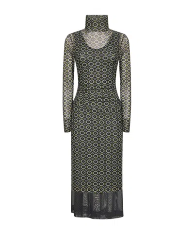DRIES VAN NOTEN LONG-SLEEVED STAND-UP COLLAR DRESS