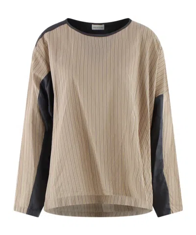 Dries Van Noten Long-sleeved Striped Blouse In Nude