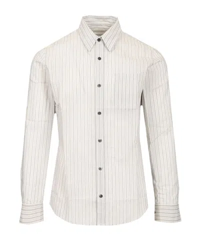 Dries Van Noten Long-sleeved Striped Shirt In White