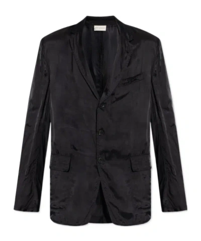Dries Van Noten Long-sleeved Suit Coat In Black