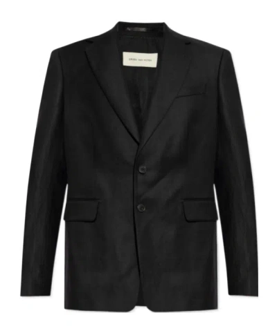 Dries Van Noten Long-sleeved Suit Coat In Black