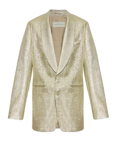 Dries Van Noten Long-sleeved Suit Coat In Nude