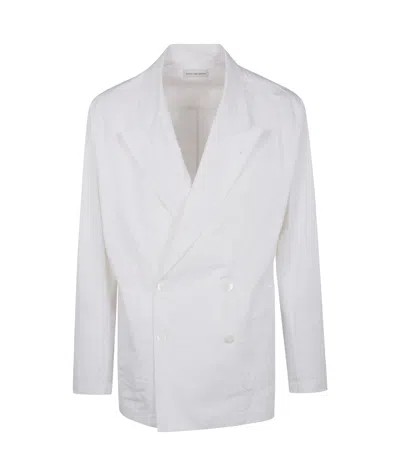 Dries Van Noten Long-sleeved Suit Coat In White