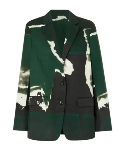 Dries Van Noten Long-sleeved Suit Jacket In Green