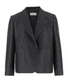Dries Van Noten Bamie Cropped Jacquard-knit Blazer In Blue