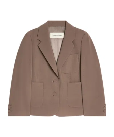 Dries Van Noten Long-sleeved Suit Jacket In Brown