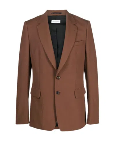 Dries Van Noten Long Sleeved Suit Jacket In Brown