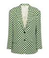 Dries Van Noten Checked Single-breasted Blazer In Green