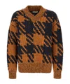 Dries Van Noten Textured Knit V-neck Long Sleeve Sweater In Brown