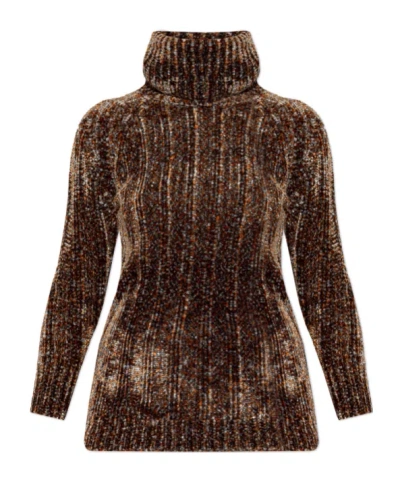 Dries Van Noten Long-sleeved Sweater In Brown