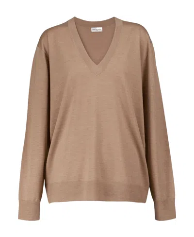 Dries Van Noten Long-sleeved Sweater In Brown
