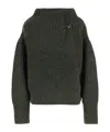 Dries Van Noten Textured Knit Long Sleeve Crew Sweater In Green