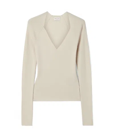 Dries Van Noten Long-sleeved Sweater In Nude