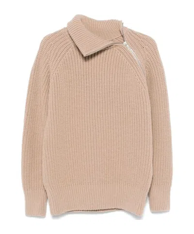 Dries Van Noten Long-sleeved Sweater In Nude