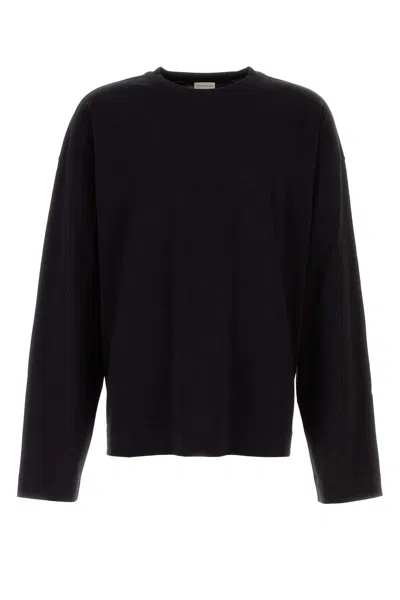 Dries Van Noten Crew Neck Long Sleeves Plain T-shirt In Black
