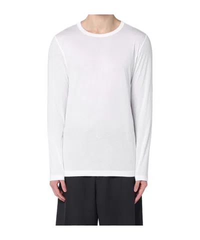 Dries Van Noten White Mock Neck Long Sleeve T-shirt In 1 White