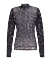 Dries Van Noten Transparent Turtleneck Top In Black
