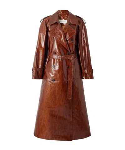 Dries Van Noten Double-breasted Printed Coated-canvas Trench Coat In Brown