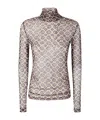 Dries Van Noten Long-fit Mesh Top With Geometric Print In Brown